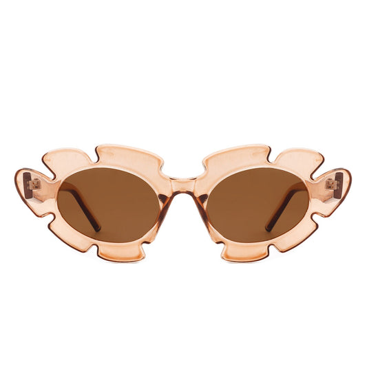 Women Irregular Round Cut-Out Cat Eye Flower Design Fashion Sunglasses