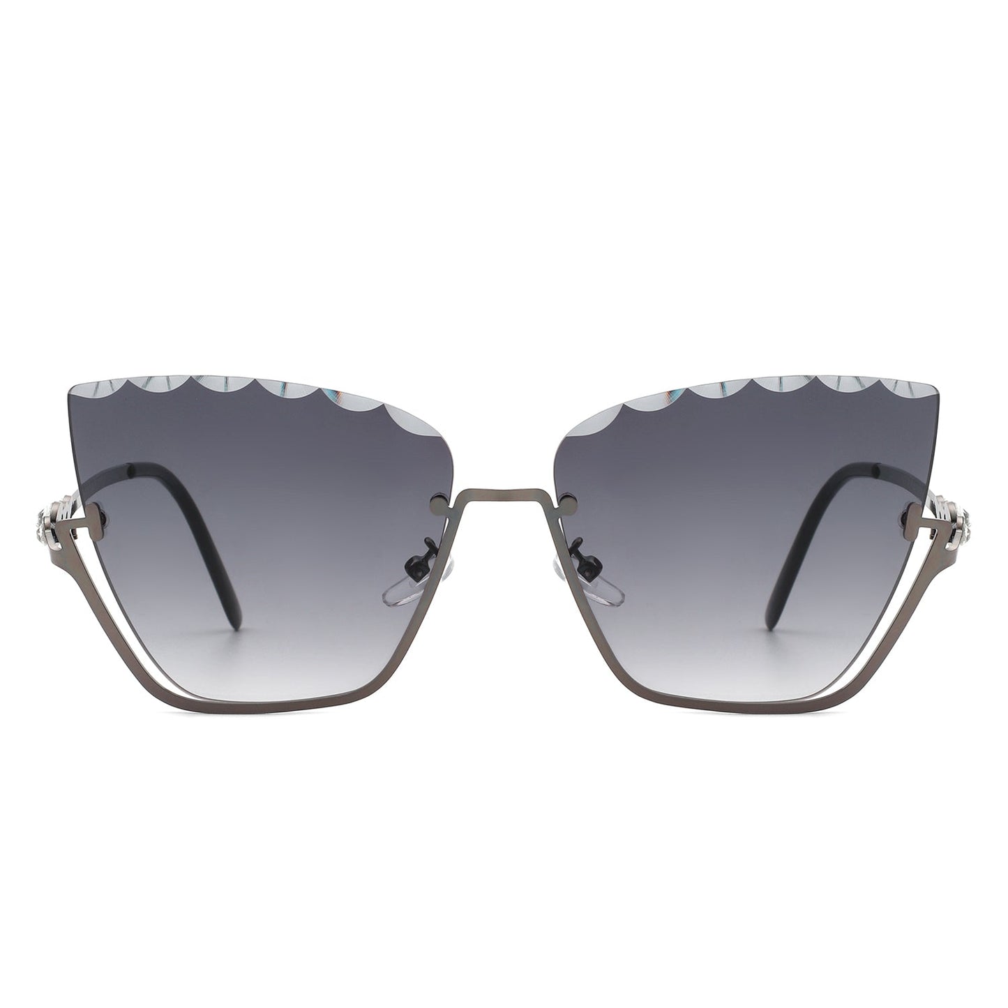 Starfire - Half Frame Square Irregular Tinted Fashion Cat Eye Sunglasses