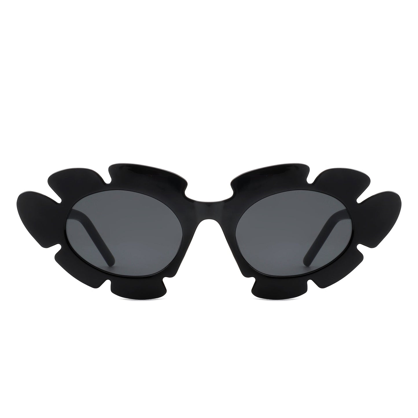 Women Irregular Round Cut-Out Cat Eye Flower Design Fashion Sunglasses