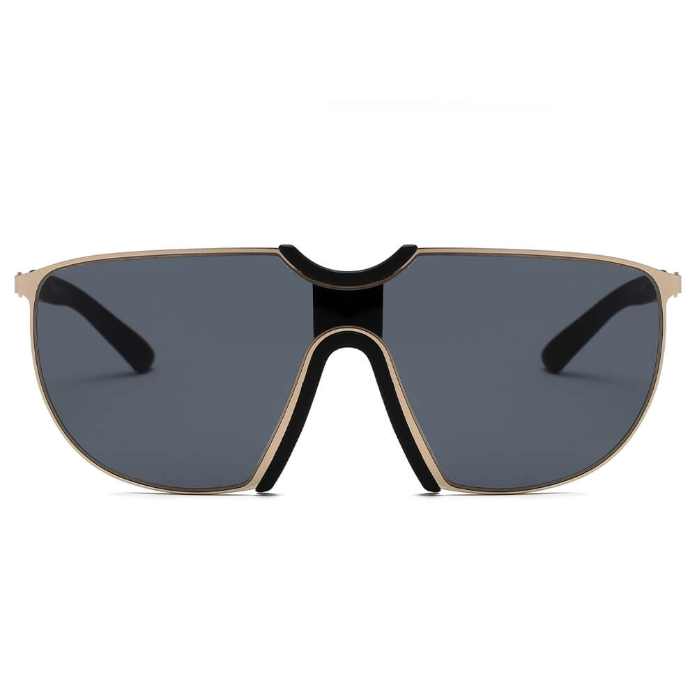 MACON | Large Oversized Unisex Single Lens Aviator Fashion Sunglasses