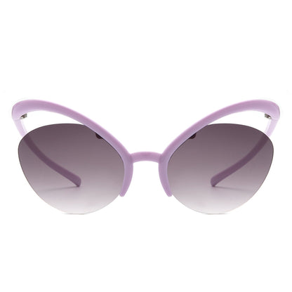Astrein - Rimless Futuristic Oval Irregular Fashion Cat Eye Sunglasses