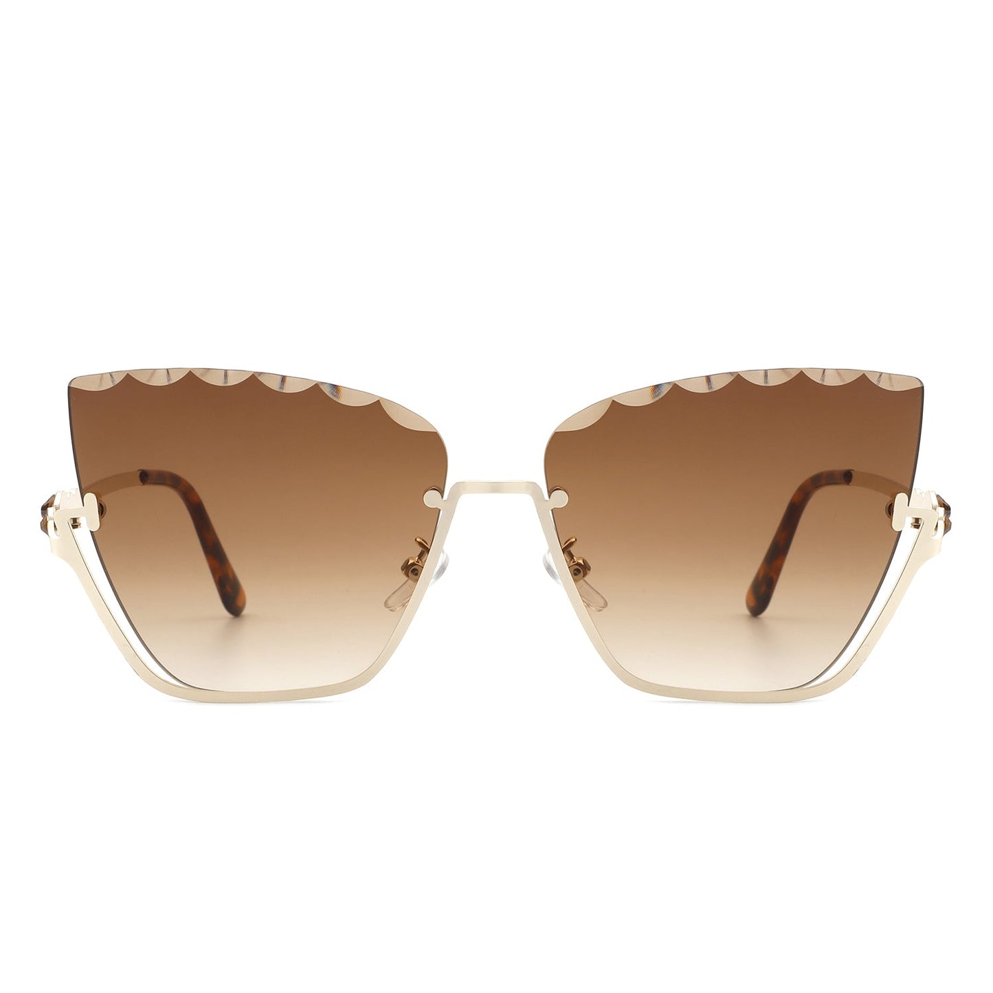 Starfire - Half Frame Square Irregular Tinted Fashion Cat Eye Sunglasses