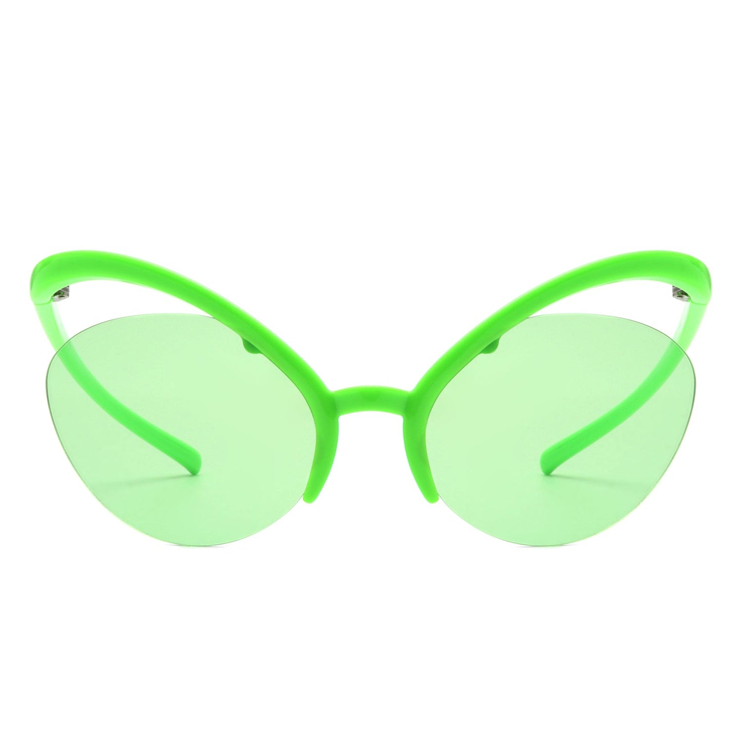 Astrein - Rimless Futuristic Oval Irregular Fashion Cat Eye Sunglasses