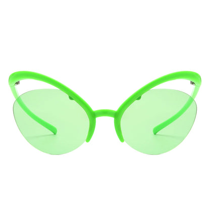 Astrein - Rimless Futuristic Oval Irregular Fashion Cat Eye Sunglasses
