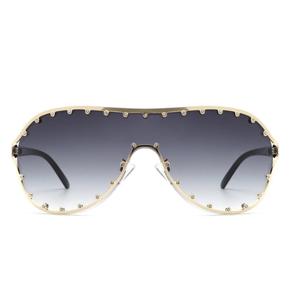 Evanesce - Oversized Aviator Rhinestone Design Women's Sunglasses