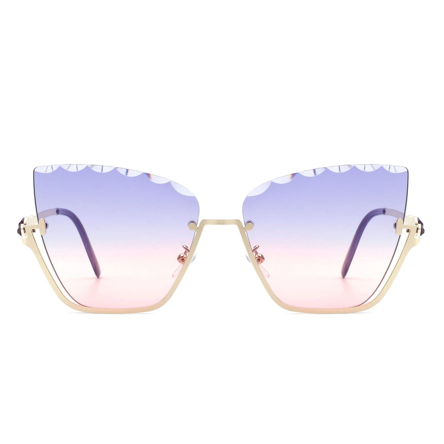 Starfire - Half Frame Square Irregular Tinted Fashion Cat Eye Sunglasses