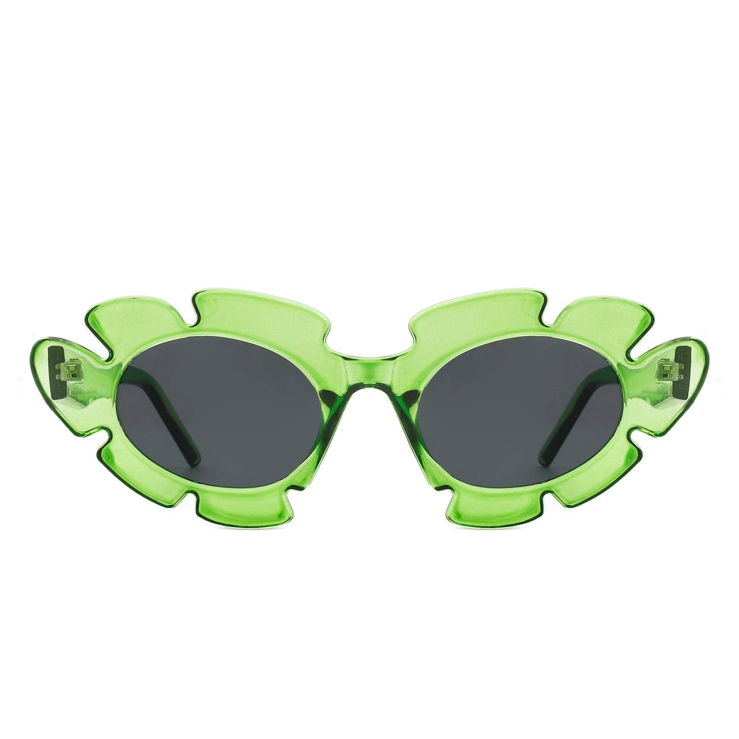 Women Irregular Round Cut-Out Cat Eye Flower Design Fashion Sunglasses