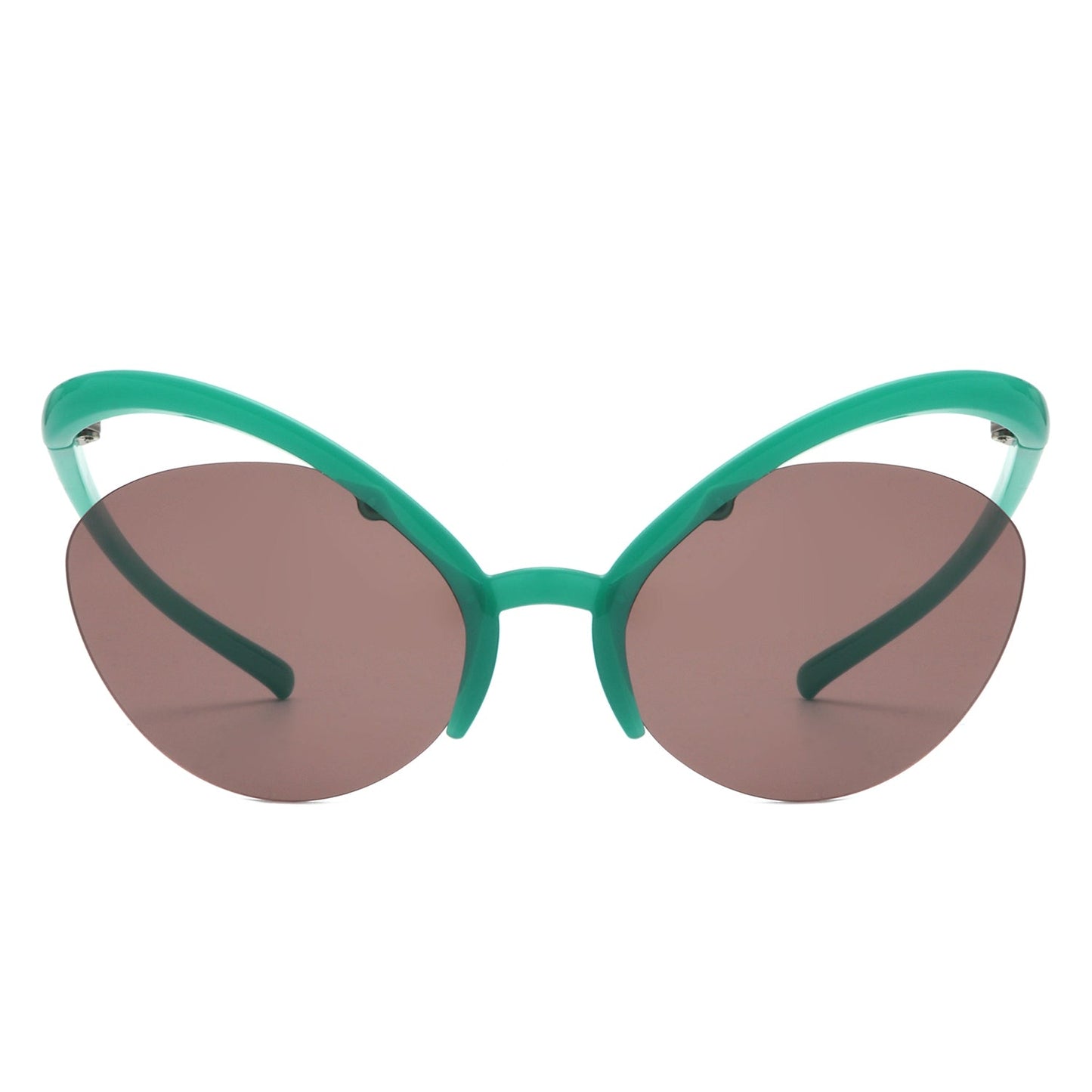 Astrein - Rimless Futuristic Oval Irregular Fashion Cat Eye Sunglasses