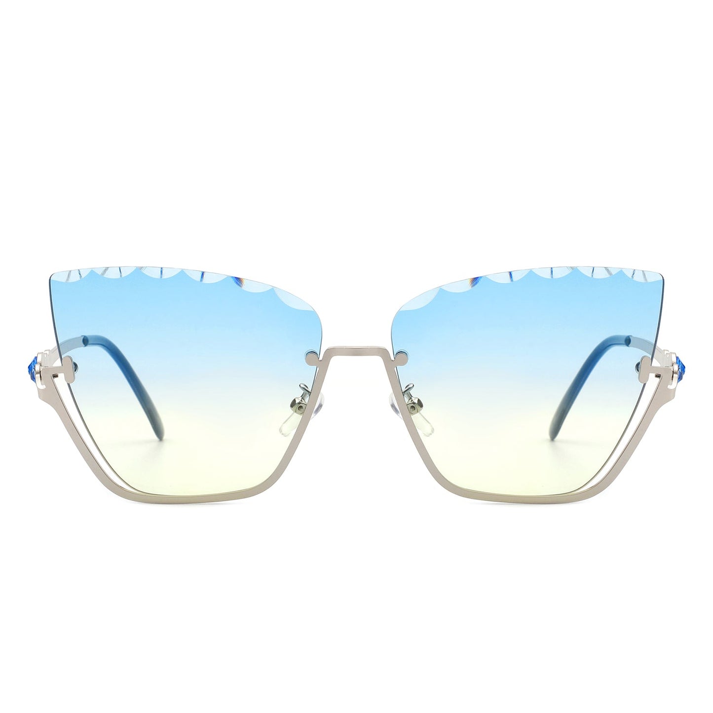 Starfire - Half Frame Square Irregular Tinted Fashion Cat Eye Sunglasses