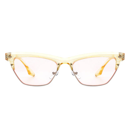 Women Retro Half Frame Square Fashion Cat Eye Sunglasses