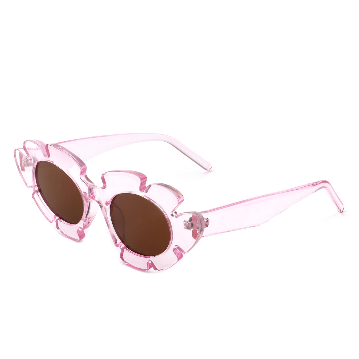 Women Irregular Round Cut-Out Cat Eye Flower Design Fashion Sunglasses