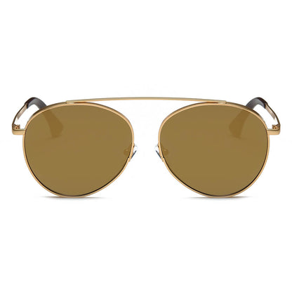 Bethel - Retro Mirrored Lens Teardrop Aviator Sunglasses