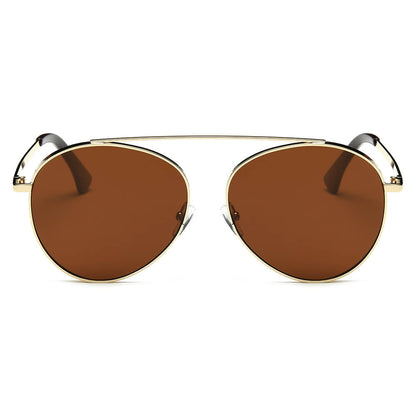 Bethel - Retro Mirrored Lens Teardrop Aviator Sunglasses