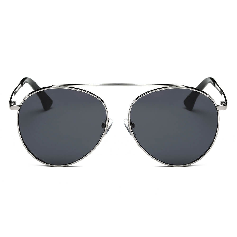 Bethel - Retro Mirrored Lens Teardrop Aviator Sunglasses