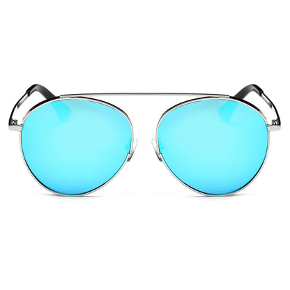 Bethel - Retro Mirrored Lens Teardrop Aviator Sunglasses