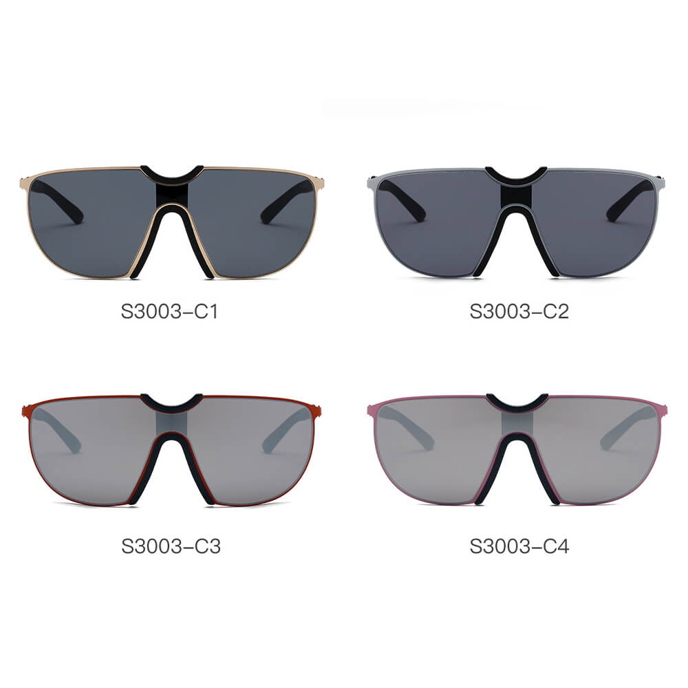 MACON | Large Oversized Unisex Single Lens Aviator Fashion Sunglasses